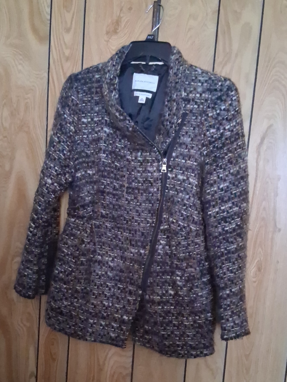 Banana Republic Multicolor Tweed Asymmetrical Zip Jacket - Brown Tones